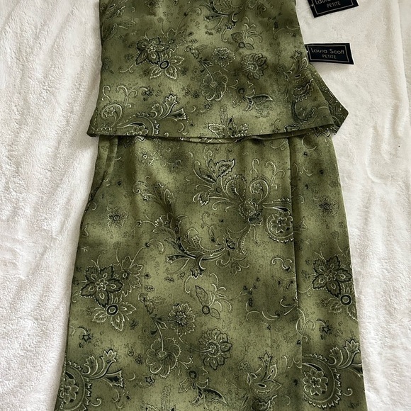Laura Scott vintage skirt set, sleeveless top & faux wrap midi skirt, sz 8p NWT - Picture 11 of 12